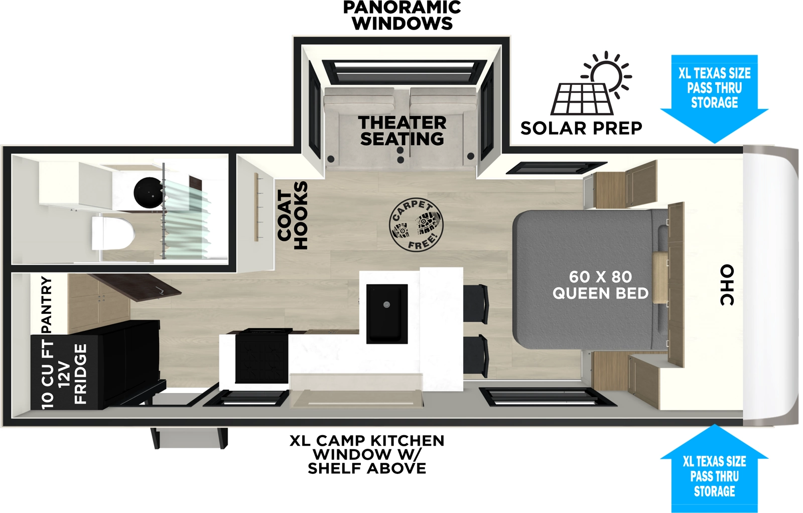 Hemisphere Travel Trailers 21RBHL Floorplan